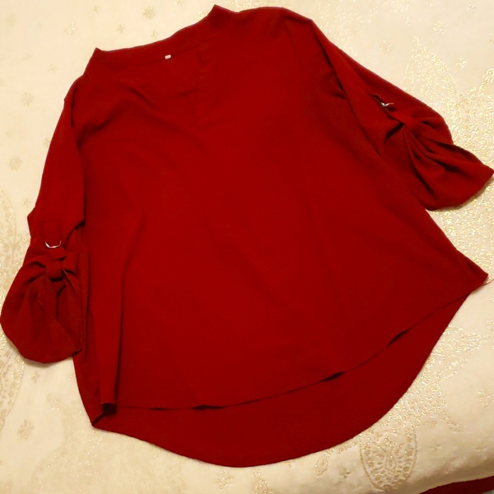 Wine colored Linen Blouse